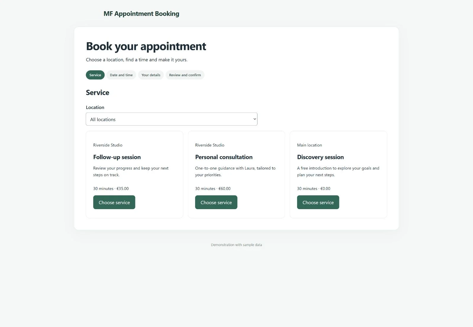 MF Appointment Booking — vista 1