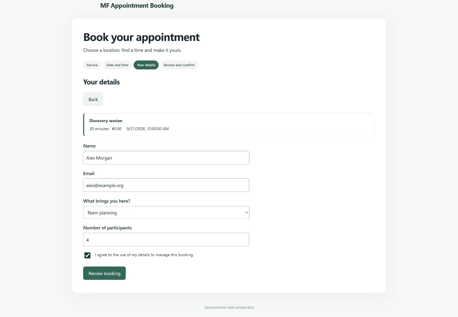MF Appointment Booking — vista 3
