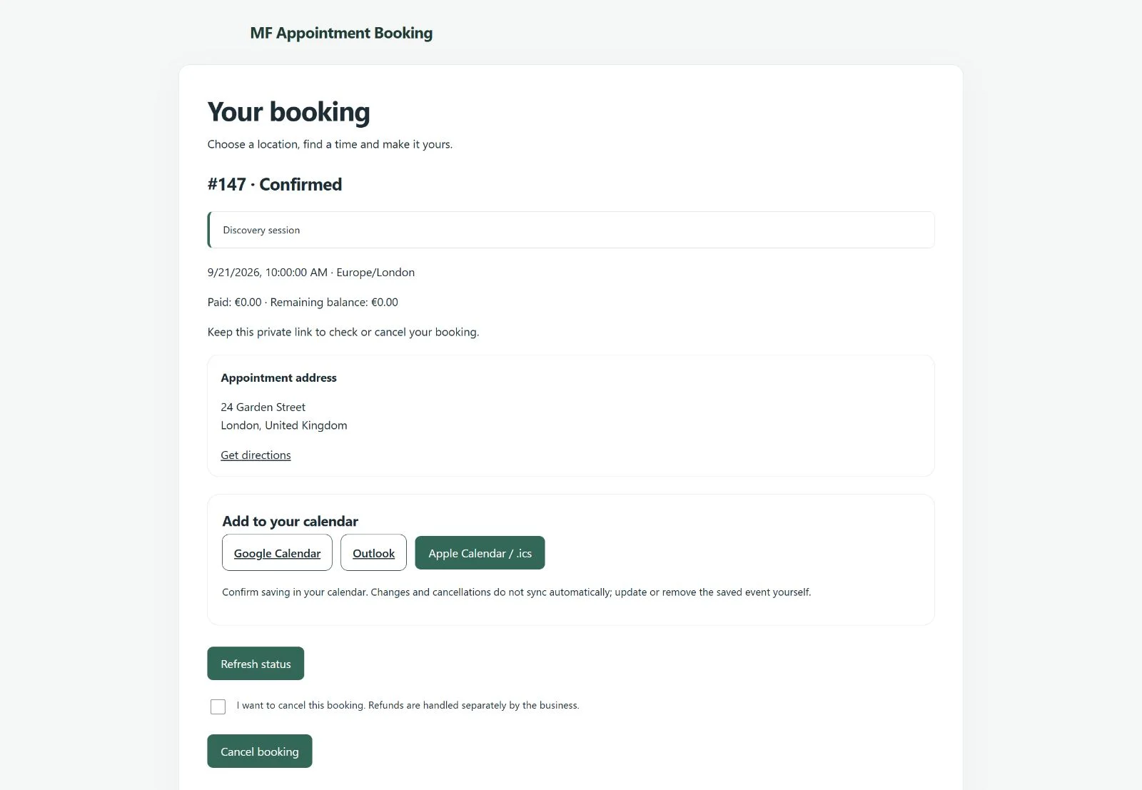 MF Appointment Booking — vista 4