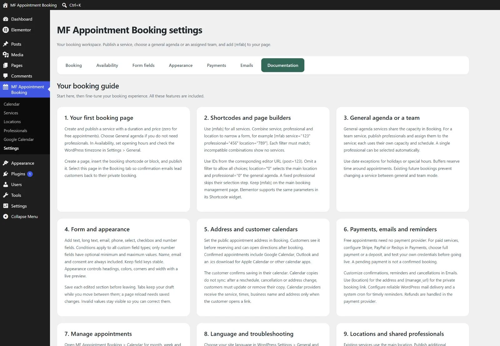 MF Appointment Booking — vista 8