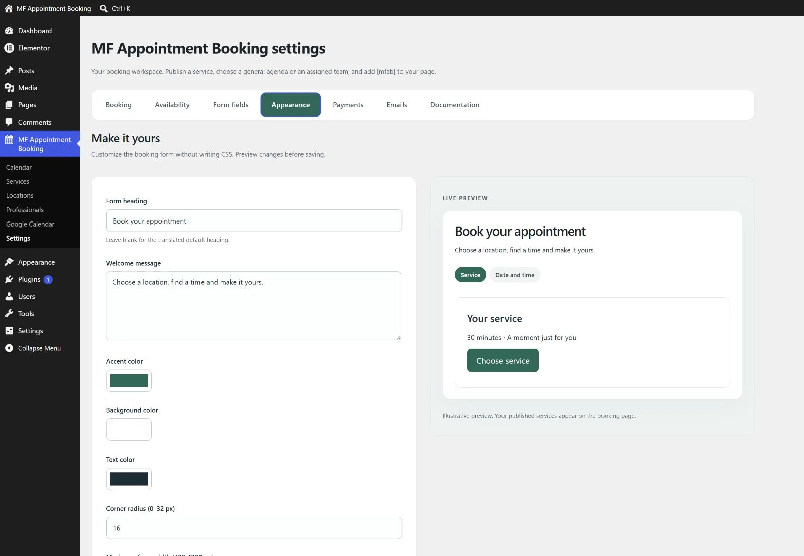 MF Appointment Booking — vista 7